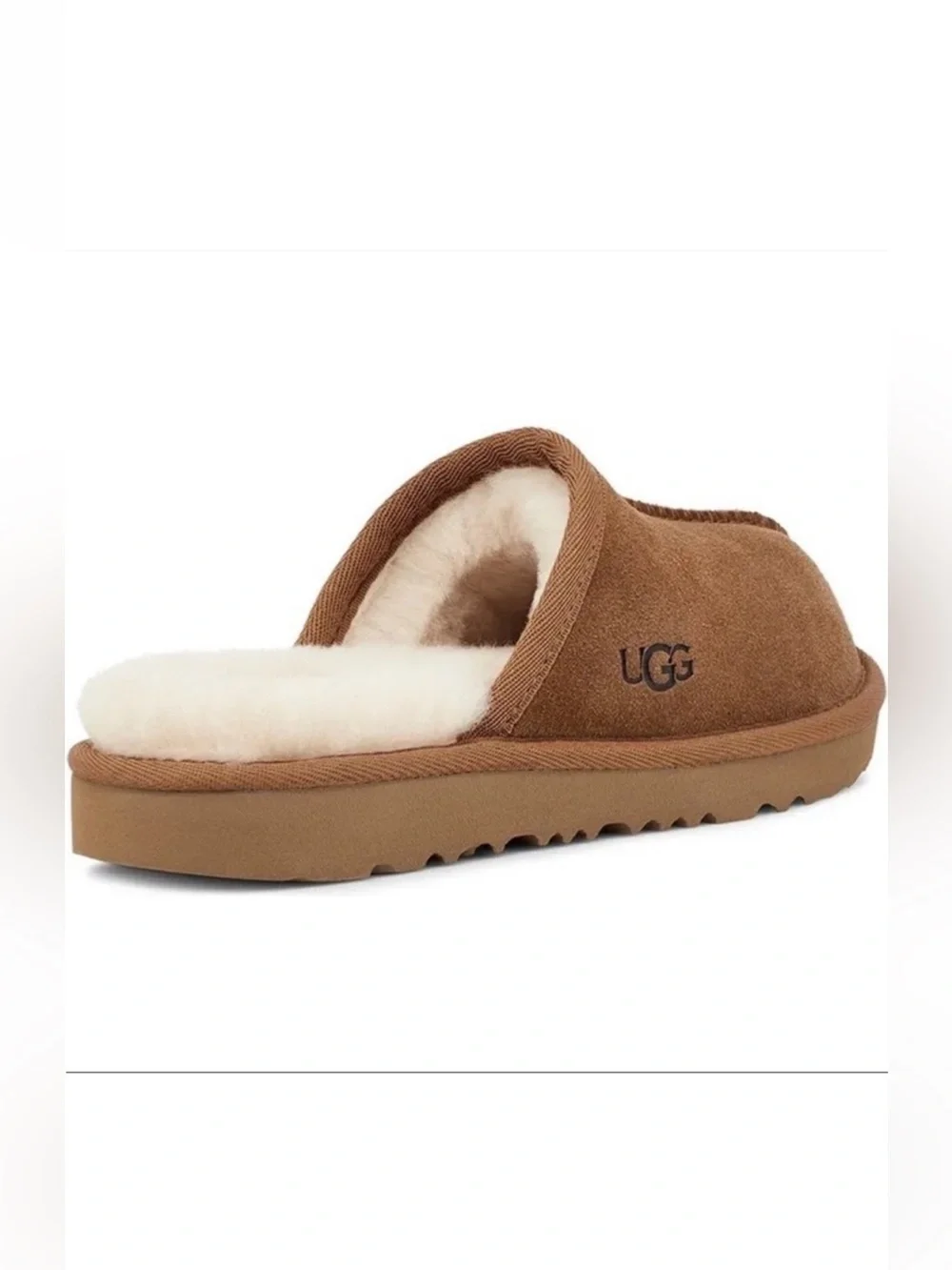 UGG Keegan Chestnut Suede Shearling Slide Slippers Kids 11M Cozy House Shoes